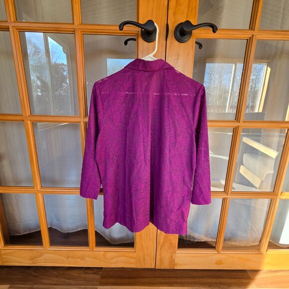 Studio Works Purple Sheer Button Down Polyester/Cotton Blouse [A] - Picture 2 of 6